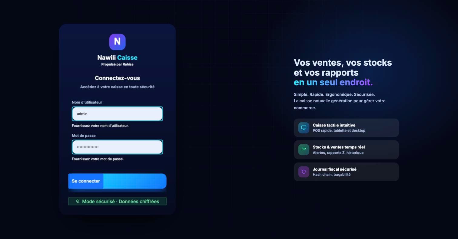 Aperçu Nawili Caisse — écran 1