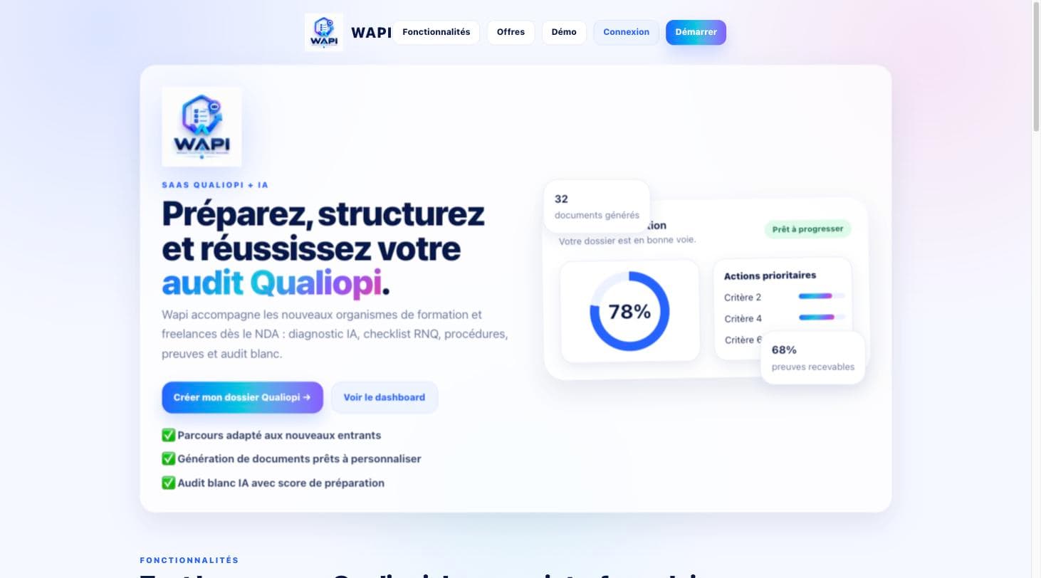 Aperçu Wapi — écran 1